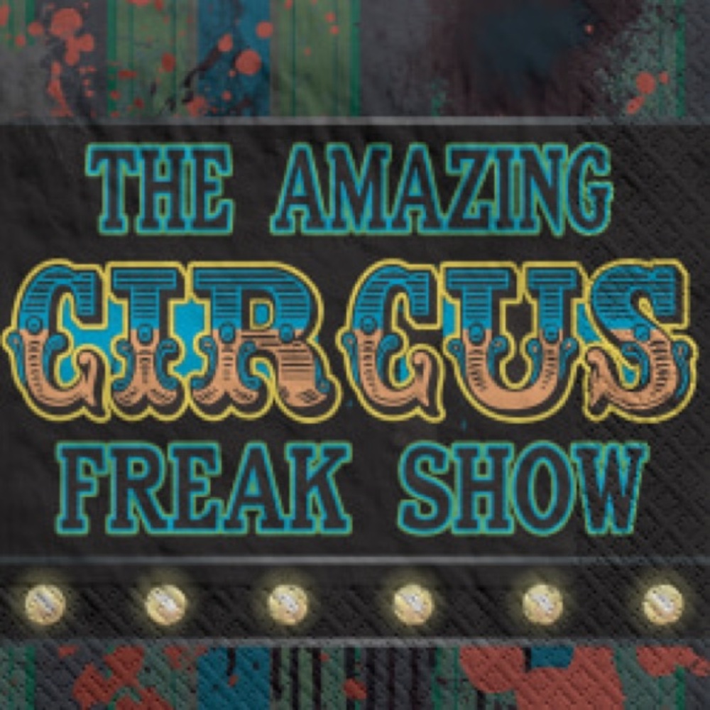 Black Light Reactive The Amazing Circus Freak Show Scary Clown Napkins -Set of 2